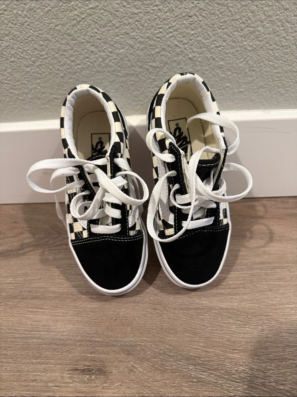 Vans Kids Checkerboard Low Top Sneakers - Black & White